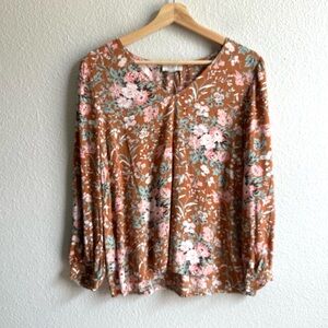 NWT Loft Fall Floral Vneck Blouse Women’s Size Small